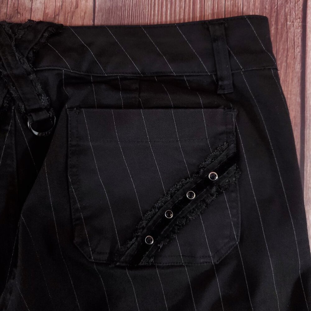 Vtg Tripp NYC Sz 13 Striper Black Tone Boot Cut Pants Pinstripe Goth Punk Y2K - Picture 12 of 15